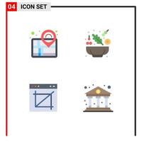 Flat Icon Pack of 4 Universal Symbols of map image crop success salad website Editable Vector Design Elements