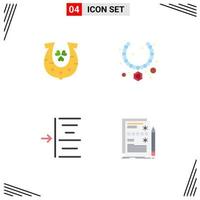 Group of 4 Modern Flat Icons Set for clover left luck present component Editable Vector Design Elements