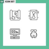 Pictogram Set of 4 Simple Filledline Flat Colors of location envelope point ray message Editable Vector Design Elements