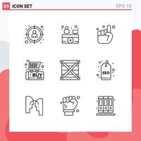 Universal Icon Symbols Group of 9 Modern Outlines of coding shopping hand commerce black friday Editable Vector Design Elements