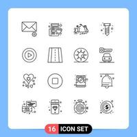 Stock Vector Icon Pack of 16 Line Signs and Symbols for video studio hill screw diy Editable Vector Design Elements