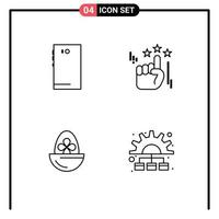 Line Pack of 4 Universal Symbols of phone boiled egg camera stare egg Editable Vector Design Elements