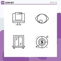 Modern Set of 4 Filledline Flat Colors and symbols such as computer interior imac face accounting Editable Vector Design Elements
