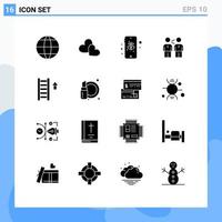 Pack of 16 creative Solid Glyphs of partners deal eco cooperation agreement Editable Vector Design Elements