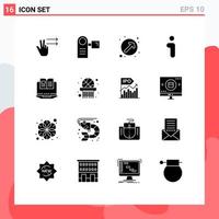 Pack of 16 creative Solid Glyphs of computer interface arrow information i Editable Vector Design Elements