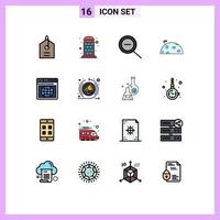 Universal Icon Symbols Group of 16 Modern Flat Color Filled Lines of marketing web zoom seo flag Editable Creative Vector Design Elements