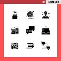 Solid Glyph Pack of 9 Universal Symbols of wash dish security clean person Editable Vector Design Elements