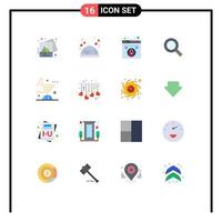 Set of 16 Commercial Flat Colors pack for agreement zoom romantic search security Editable Pack of Creative Vector Design Elements