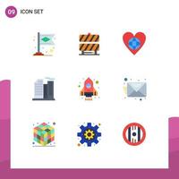 9 Universal Flat Colors Set for Web and Mobile Applications rocket real ecology estate like Editable Vector Design Elements