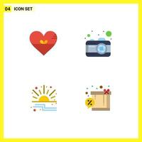 Modern Set of 4 Flat Icons Pictograph of heart offer like photo sale Editable Vector Design Elements