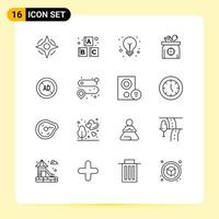 16 Thematic Vector Outlines and Editable Symbols of digital blocker tips ad scales Editable Vector Design Elements