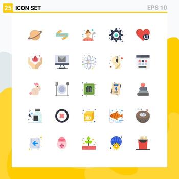 Pictogram Set of 25 Simple Flat Colors of off setting blade printing golfer Editable Vector Design Elements