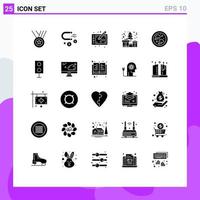 Universal Icon Symbols Group of 25 Modern Solid Glyphs of connected christmas graphic box paint Editable Vector Design Elements