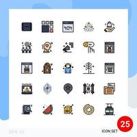 paquete de iconos vectoriales de stock de 25 signos y símbolos de línea para la comunicación de la boda del bolso amor fuego elementos de diseño vectorial editables vector