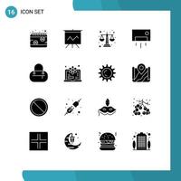 Modern Set of 16 Solid Glyphs and symbols such as bag home ware balance home ac Editable Vector Design Elements