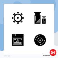 4 paquete de glifos sólidos de interfaz de usuario de signos y símbolos modernos de desarrollo de codificación de página de construcción elementos de diseño vectorial editables del sitio web vector