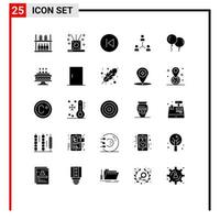 Set of 25 Modern UI Icons Symbols Signs for hierarchy cooperation arrow company music Editable Vector Design Elements