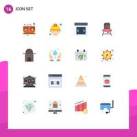 Universal Icon Symbols Group of 16 Modern Flat Colors of mosque historical building interface building chair Editable Pack of Creative Vector Design Elements