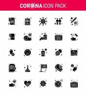 Corona virus disease 25 Solid Glyph icon pack suck as dropper drug spread transmitters spread viral coronavirus 2019nov disease Vector Design Elements