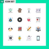 grupo de símbolos de iconos universales de 16 colores planos modernos de solución de archivos comerciales de marketing directo paquete editable de elementos de diseño de vectores creativos