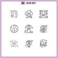 Set of 9 Modern UI Icons Symbols Signs for strategy world access map global Editable Vector Design Elements