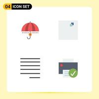 Pack of 4 Modern Flat Icons Signs and Symbols for Web Print Media such as funds view money security left Editable Vector Design Elements