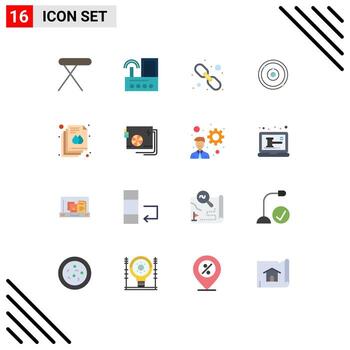 grupo de 16 colores planos modernos establecidos para la educación de documentos radio plenet enlace web paquete editable de elementos de diseño de vectores creativos