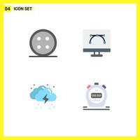 Mobile Interface Flat Icon Set of 4 Pictograms of accessories pen tool shirt design and coding drop Editable Vector Design Elements