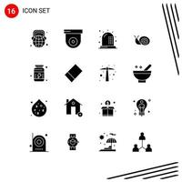 Pictogram Set of 16 Simple Solid Glyphs of gym snail ambulance easter health Editable Vector Design Elements