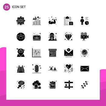 25 Solid Glyph concept for Websites Mobile and Apps paste interface graph document weightlifting Editable Vector Design Elements