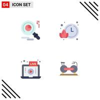 Universal Icon Symbols Group of 4 Modern Flat Icons of research laptop lotus live cycle Editable Vector Design Elements