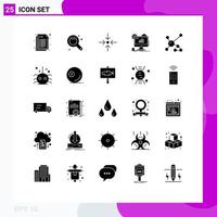 Group of 25 Solid Glyphs Signs and Symbols for atom web zoom tool seo analytics Editable Vector Design Elements