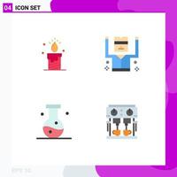 conjunto de pictogramas de 4 iconos planos simples de química de velas amor prisionero experimento elementos de diseño vectorial editables vector