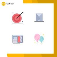 Set of 4 Commercial Flat Icons pack for advertising sent marketing envelope design Editable Vector Design Elements