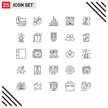 Universal Icon Symbols Group of 25 Modern Lines of file shape spa save disk Editable Vector Design Elements