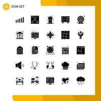 Universal Icon Symbols Group of 25 Modern Solid Glyphs of point caution drink alert money Editable Vector Design Elements