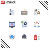 9 Universal Flat Color Signs Symbols of screen bug sign mortgage financial Editable Vector Design Elements