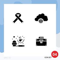 paquete de iconos de vector de stock de 4 signos y símbolos de línea para elementos de diseño de vector editables de cuchara de medición de globo médico de café de cinta