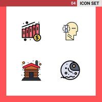 Group of 4 Filledline Flat Colors Signs and Symbols for medical wooden wait male distant Editable Vector Design Elements