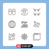 Set of 9 Modern UI Icons Symbols Signs for genetics biology skateboard watermelon fruit Editable Vector Design Elements