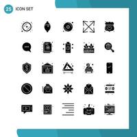 Universal Icon Symbols Group of 25 Modern Solid Glyphs of shield safe disk medical zoom Editable Vector Design Elements