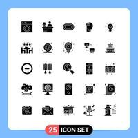 Modern Set of 25 Solid Glyphs and symbols such as glow head athlete mind mental Editable Vector Design Elements