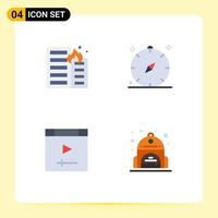 4 Universal Flat Icon Signs Symbols of burning summer house direction computer Editable Vector Design Elements