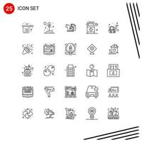 Stock Vector Icon Pack of 25 Line Signs and Symbols for hospital tactic leaf finance business Editable Vector Design Elements