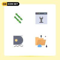User Interface Pack of 4 Basic Flat Icons of bamboo data scince gear setting cloud Editable Vector Design Elements