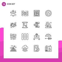 User Interface Pack of 16 Basic Outlines of love angle api concept restaurant pepperoni Editable Vector Design Elements