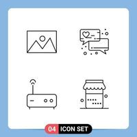 4 Creative Icons Modern Signs and Symbols of appliances modem house love message jam Editable Vector Design Elements