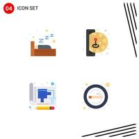 Universal Icon Symbols Group of 4 Modern Flat Icons of night drawing insert coin play print Editable Vector Design Elements