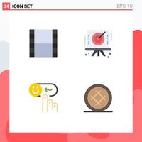 Set of 4 Vector Flat Icons on Grid for film help arrow target support Editable Vector Design Elements