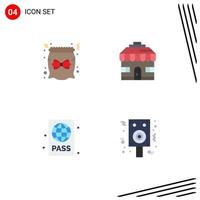 paquete de iconos vectoriales de stock de 4 signos y símbolos de línea para bolsa de buceo pase tienda de regalos elementos de diseño vectorial editables de verano vector